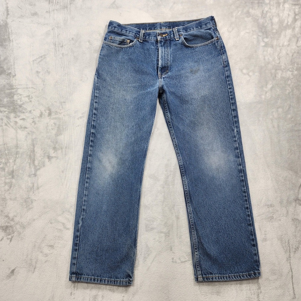 Vintage Lee Jeans Mens 34x30 Blue Relaxed Straight Denim Casual Distressed Work
